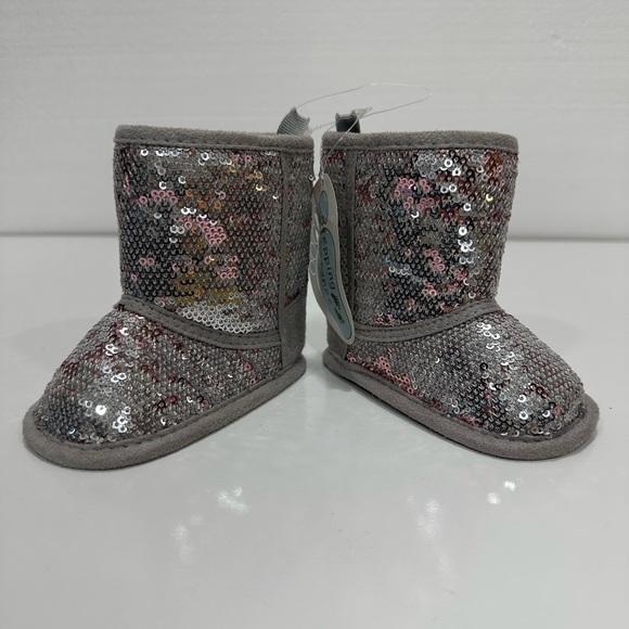 Stepping Stones Silver Sequined Infant Boots 6-9 Months - Picture 4 of 7